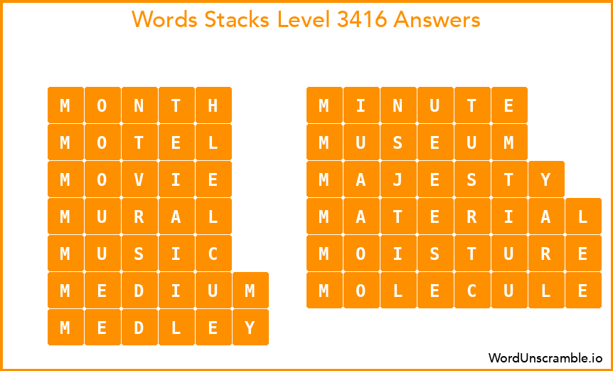 Word Stacks Level 3416 Answers