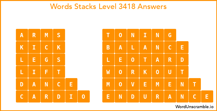 Word Stacks Level 3418 Answers
