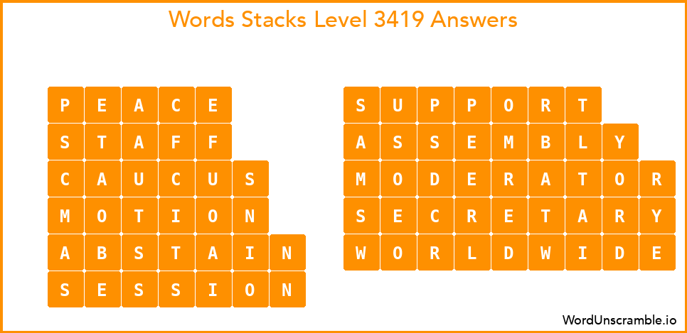 Word Stacks Level 3419 Answers