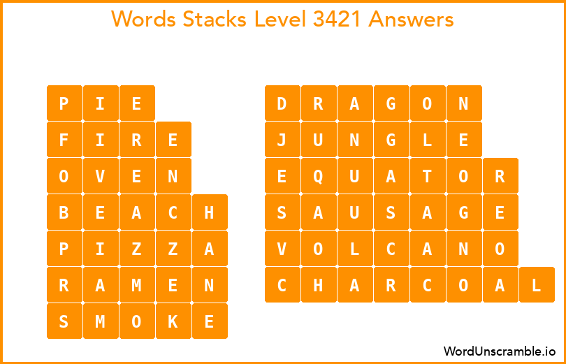Word Stacks Level 3421 Answers