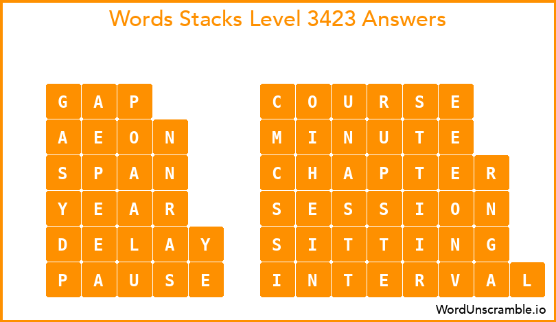 Word Stacks Level 3423 Answers