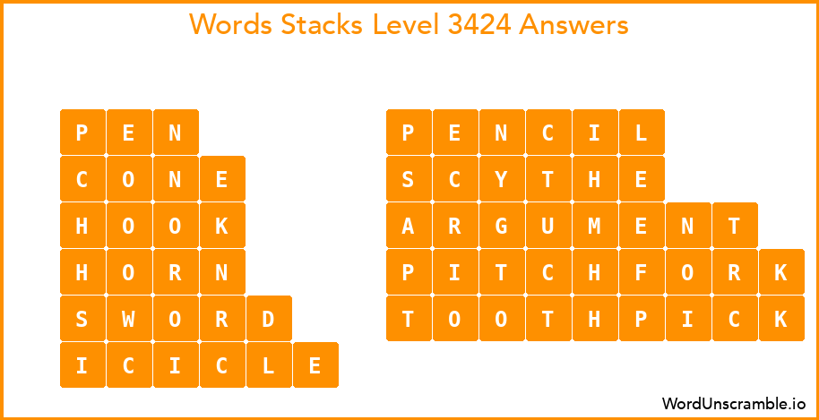 Word Stacks Level 3424 Answers