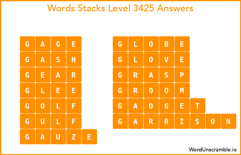 Word Stacks Level 3425 Answers