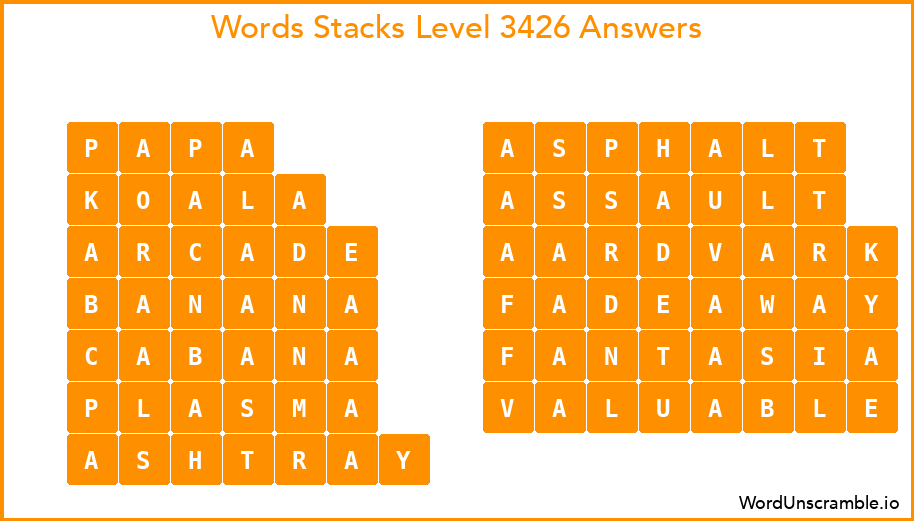 Word Stacks Level 3426 Answers