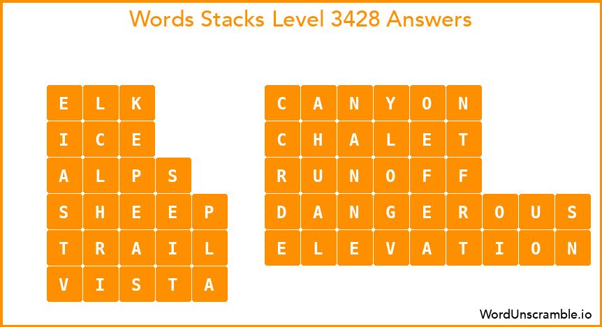 Word Stacks Level 3428 Answers