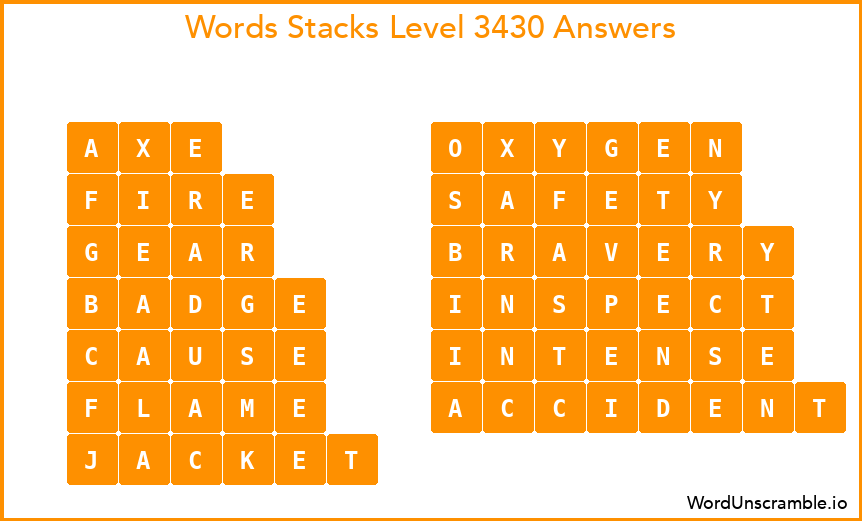 Word Stacks Level 3430 Answers