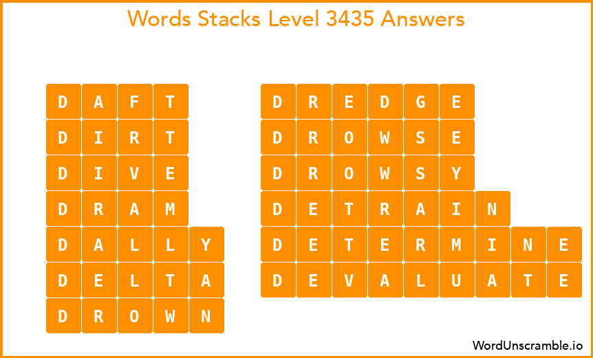 Word Stacks Level 3435 Answers