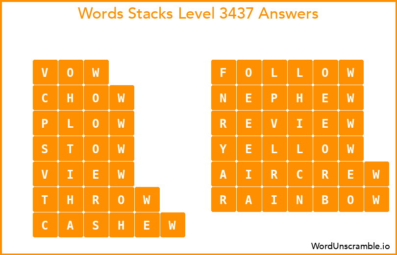 Word Stacks Level 3437 Answers