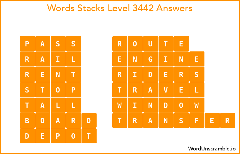 Word Stacks Level 3442 Answers