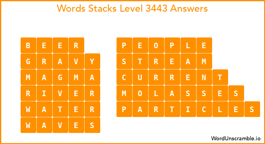Word Stacks Level 3443 Answers