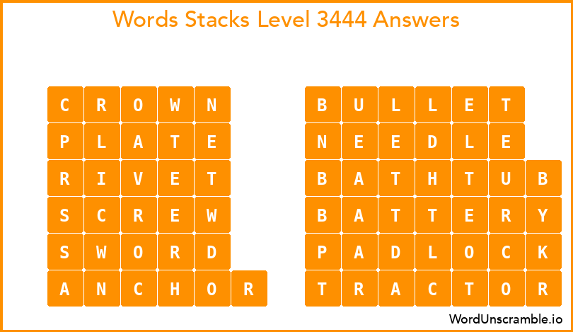 Word Stacks Level 3444 Answers