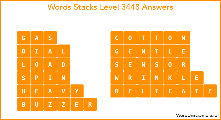 Word Stacks Level 3448 Answers