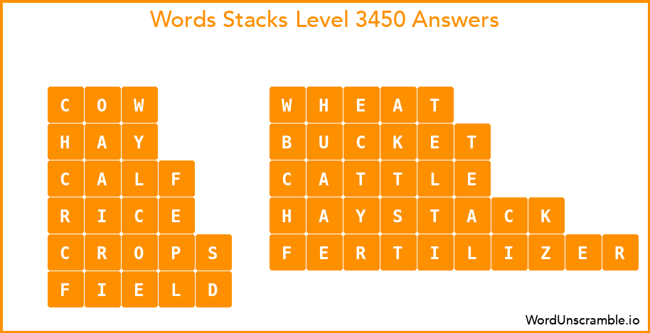 Word Stacks Level 3450 Answers