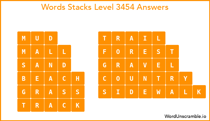 Word Stacks Level 3454 Answers
