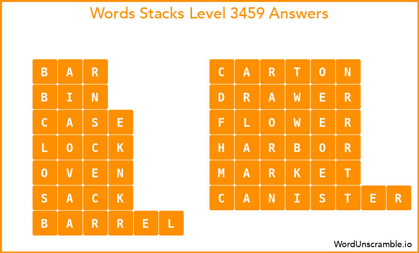 Word Stacks Level 3459 Answers