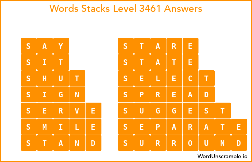 Word Stacks Level 3461 Answers