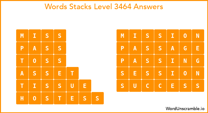 Word Stacks Level 3464 Answers