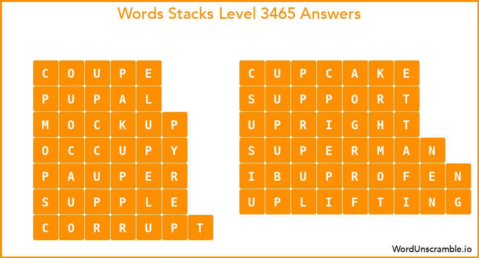 Word Stacks Level 3465 Answers