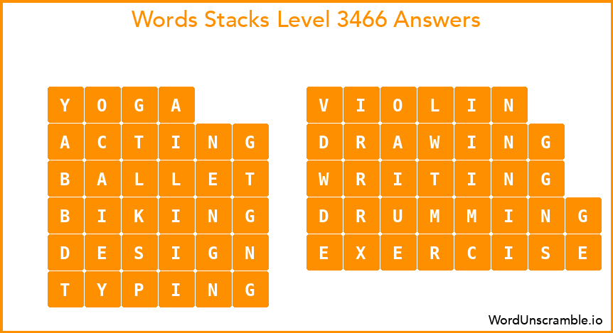 Word Stacks Level 3466 Answers