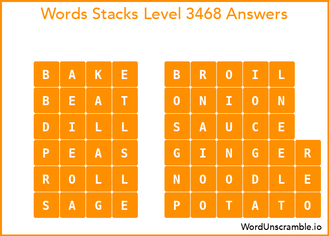 Word Stacks Level 3468 Answers