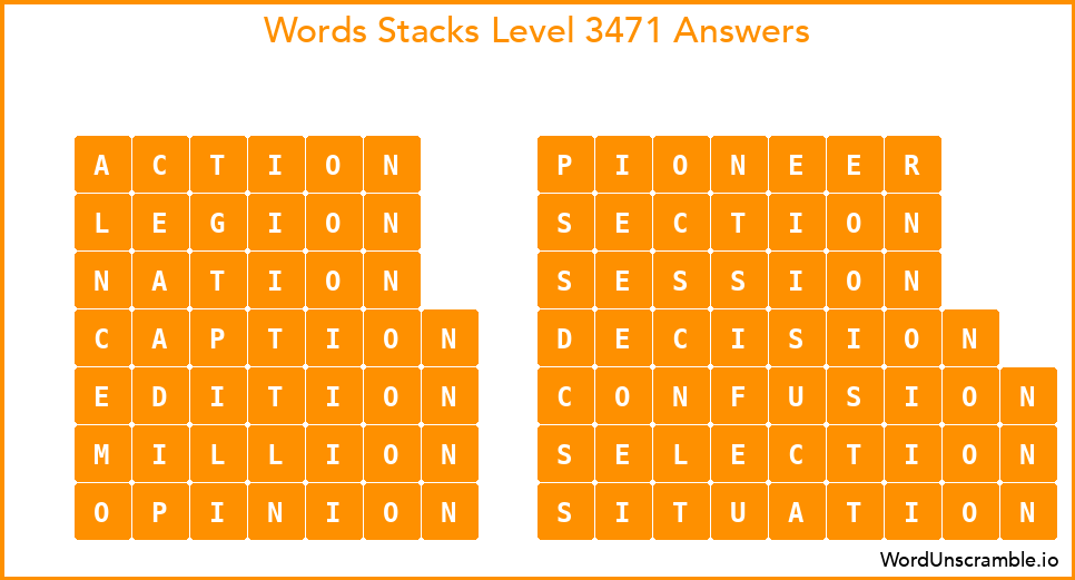 Word Stacks Level 3471 Answers