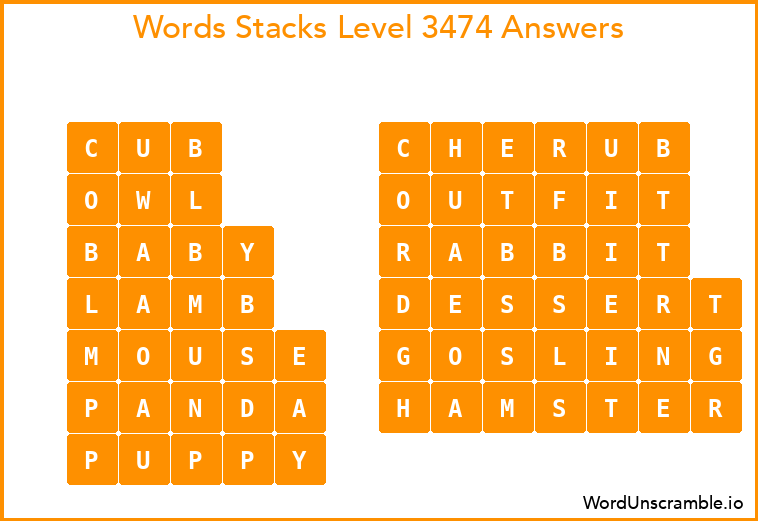Word Stacks Level 3474 Answers