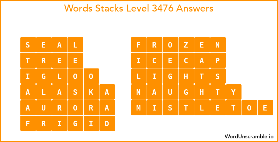 Word Stacks Level 3476 Answers