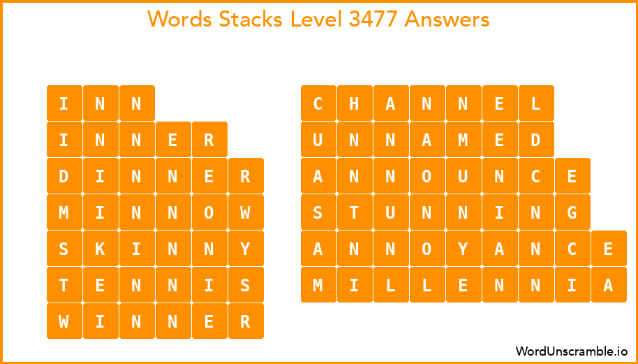 Word Stacks Level 3477 Answers