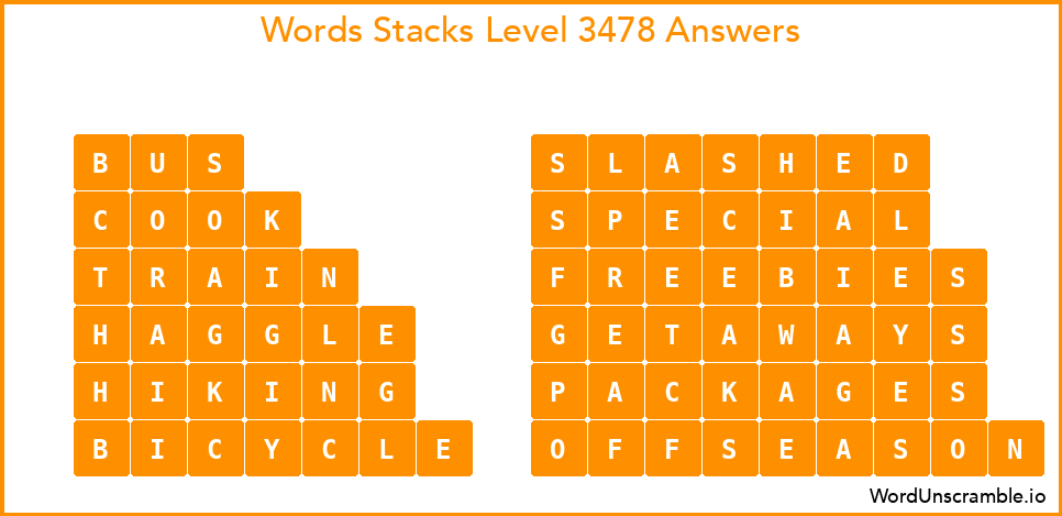 Word Stacks Level 3478 Answers