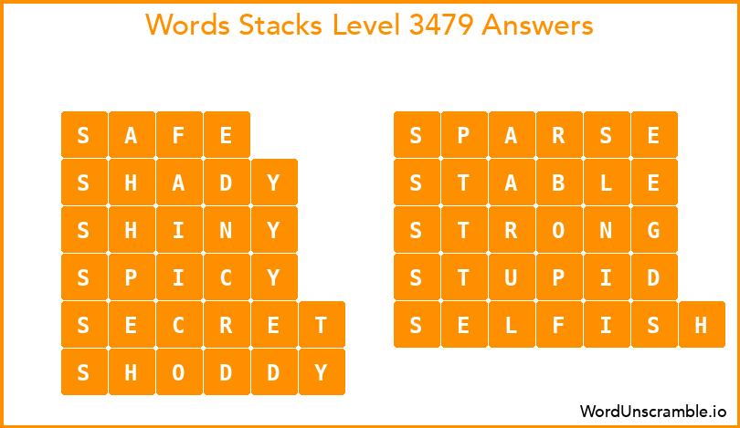 Word Stacks Level 3479 Answers