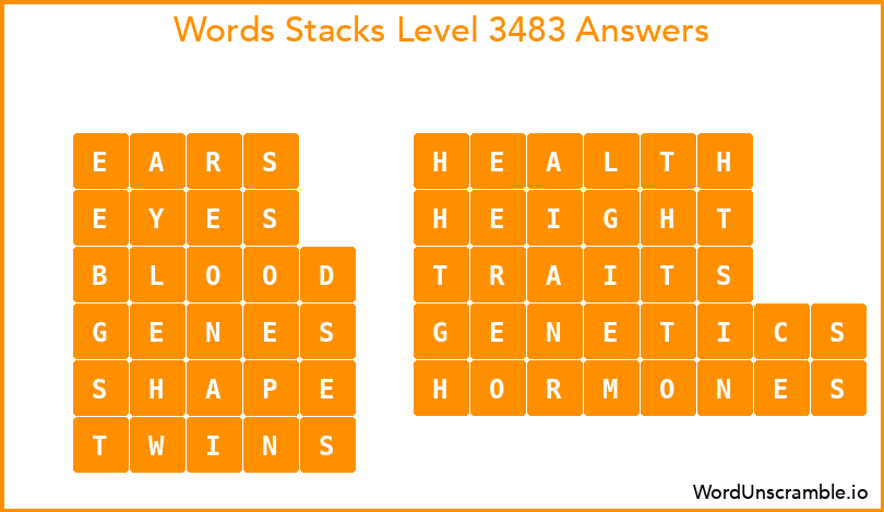 Word Stacks Level 3483 Answers
