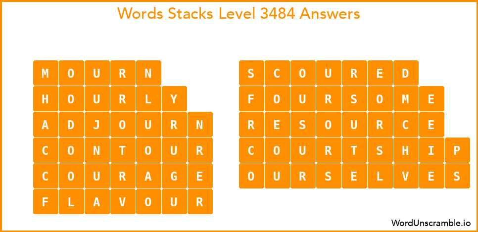 Word Stacks Level 3484 Answers