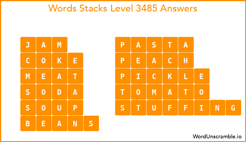 Word Stacks Level 3485 Answers