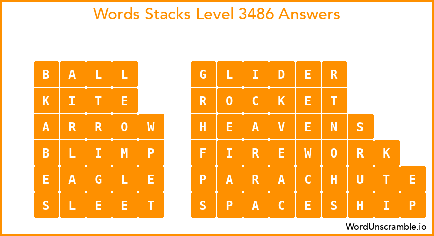 Word Stacks Level 3486 Answers