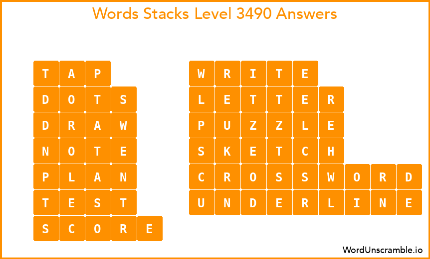Word Stacks Level 3490 Answers