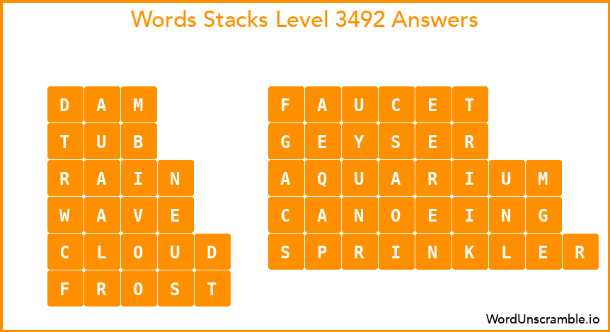 Word Stacks Level 3492 Answers