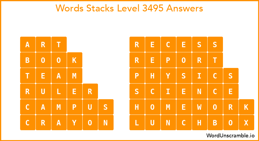 Word Stacks Level 3495 Answers