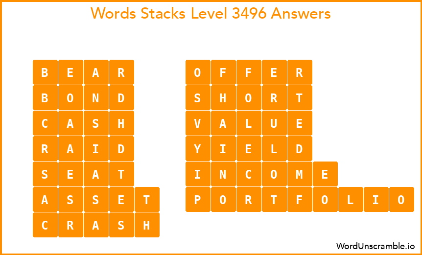 Word Stacks Level 3496 Answers