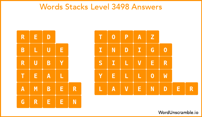 Word Stacks Level 3498 Answers