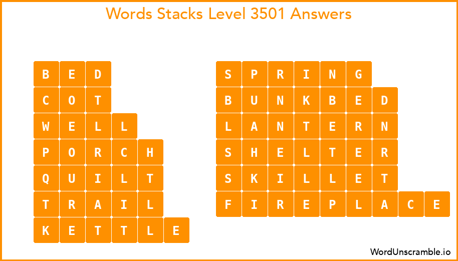 Word Stacks Level 3501 Answers