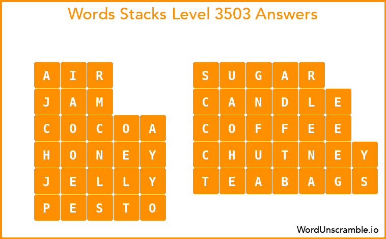 Word Stacks Level 3503 Answers