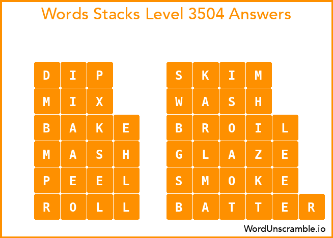Word Stacks Level 3504 Answers