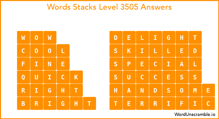 Word Stacks Level 3505 Answers
