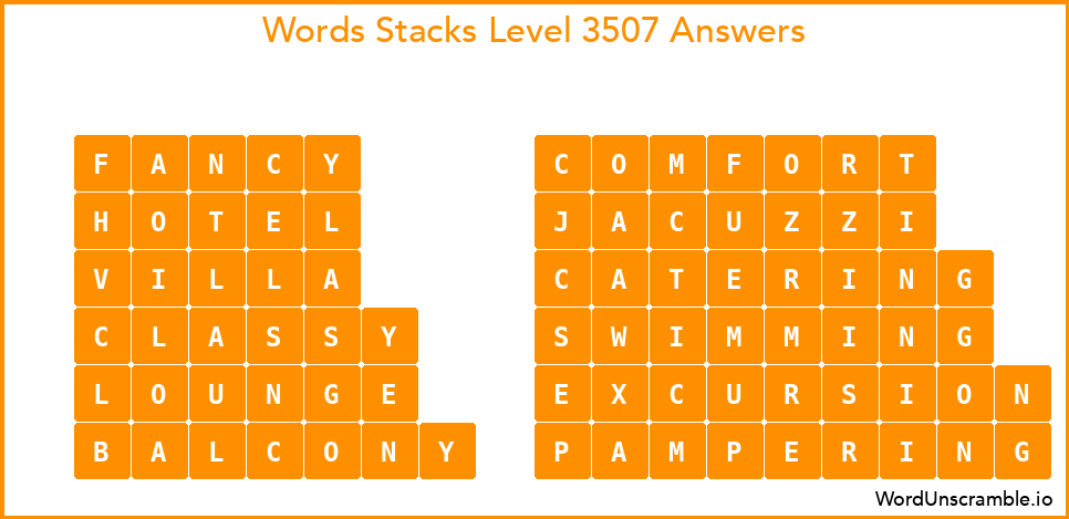 Word Stacks Level 3507 Answers