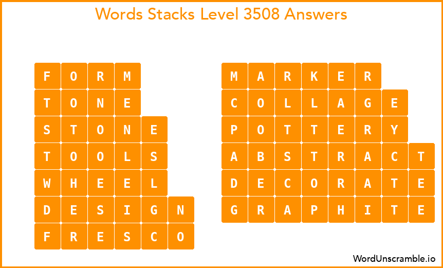 Word Stacks Level 3508 Answers