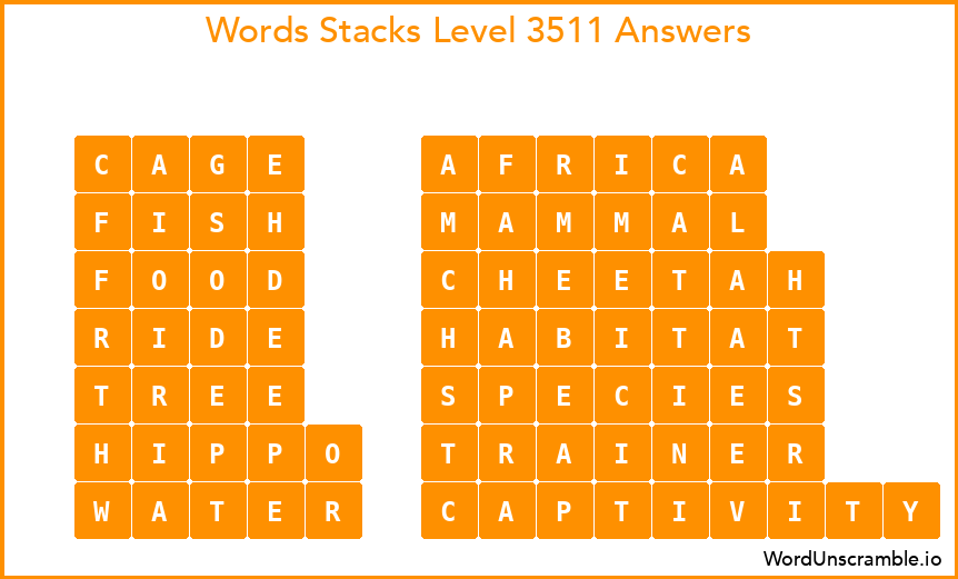 Word Stacks Level 3511 Answers