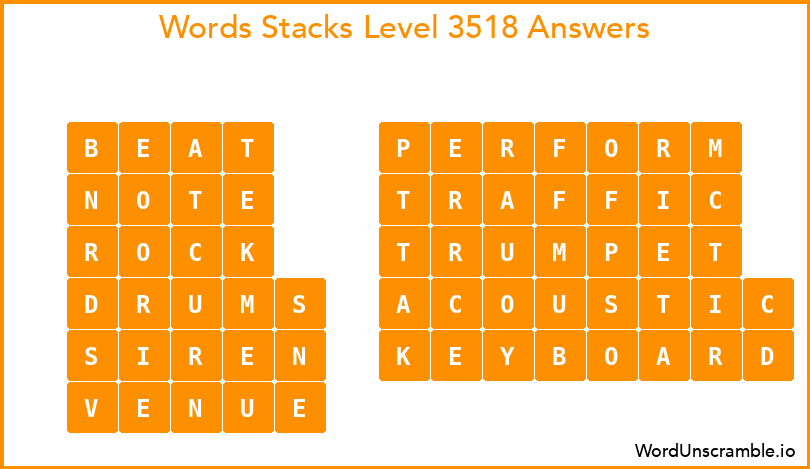 Word Stacks Level 3518 Answers