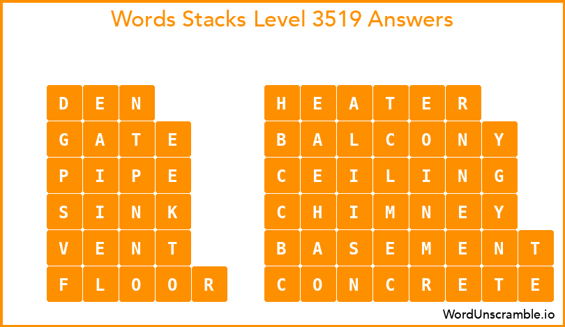 Word Stacks Level 3519 Answers