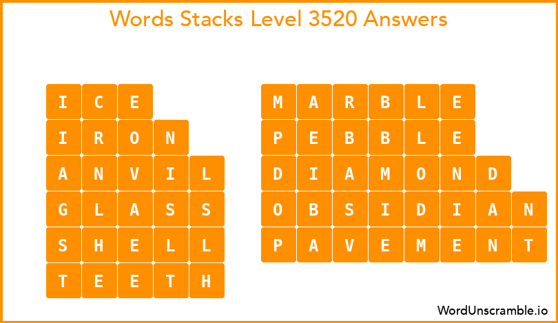 Word Stacks Level 3520 Answers