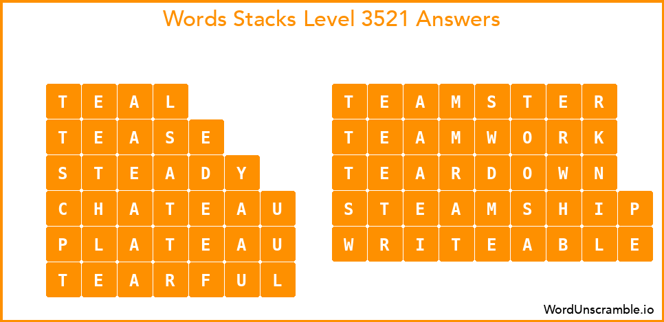 Word Stacks Level 3521 Answers